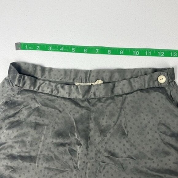 Galadriel Silk Slacks High Rise Swiss Dot Ankle Length Straight-Leg Grey Pants M - Picture 8 of 14